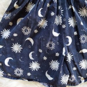 90s Sun and Moon Celestial Shorts Overalls